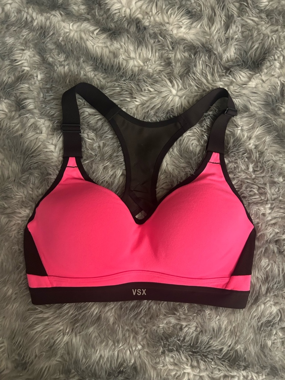 VSX Hot Pink and Black Racerback High-Impact Sports Bra
